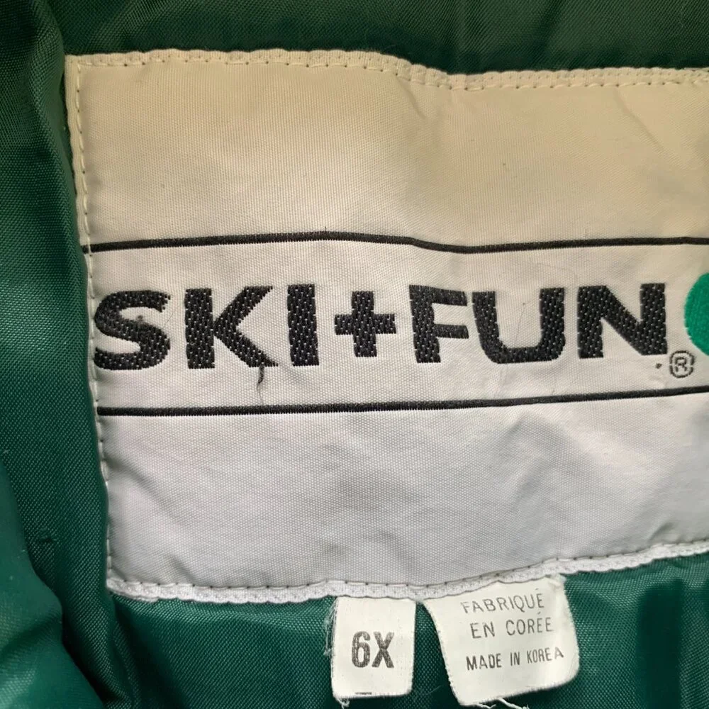 Ski + Fun Vintage Ski Jacket Puffer Insulated Retro sz 6x girls green hooded